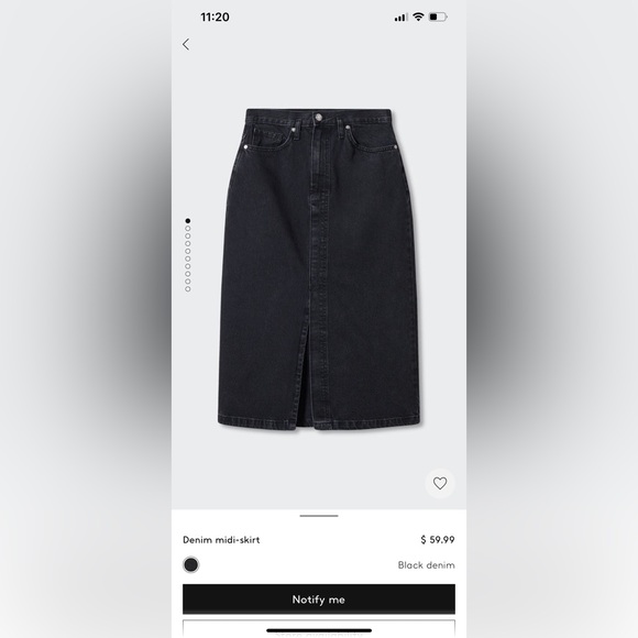 Mango Denim Midi Skirt SZ M in Blk - Picture 3 of 7